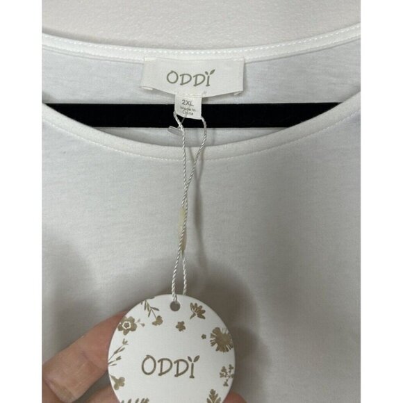 Oddy White Ruffle Short Sleeve Top Casual Blouse Boho Size 2XL NWT - Picture 4 of 10